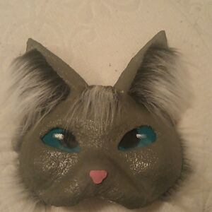 Gray Cat Mask with Pink Nose